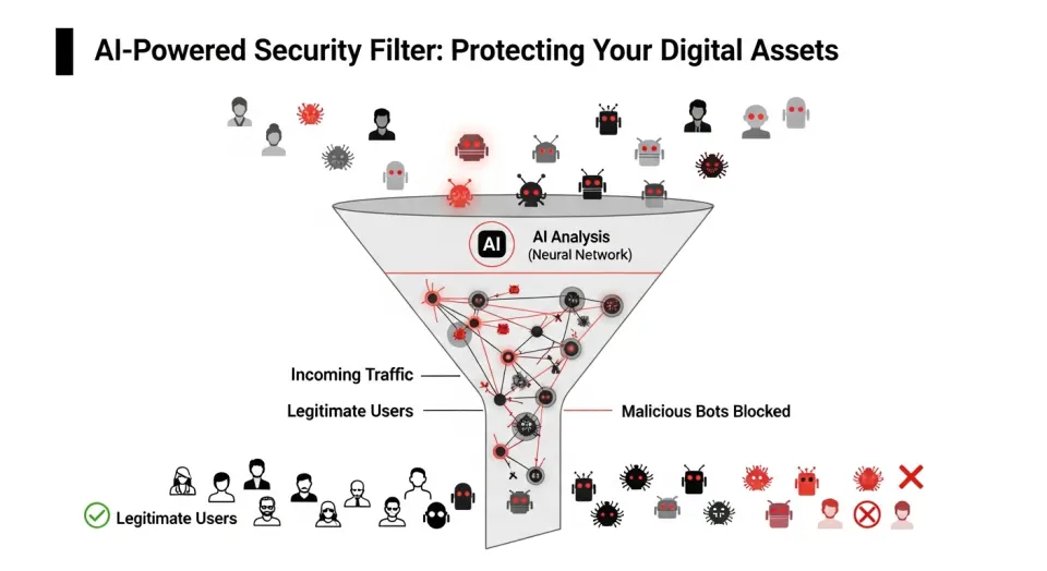 AI bot mitigation and WAF process diagram
